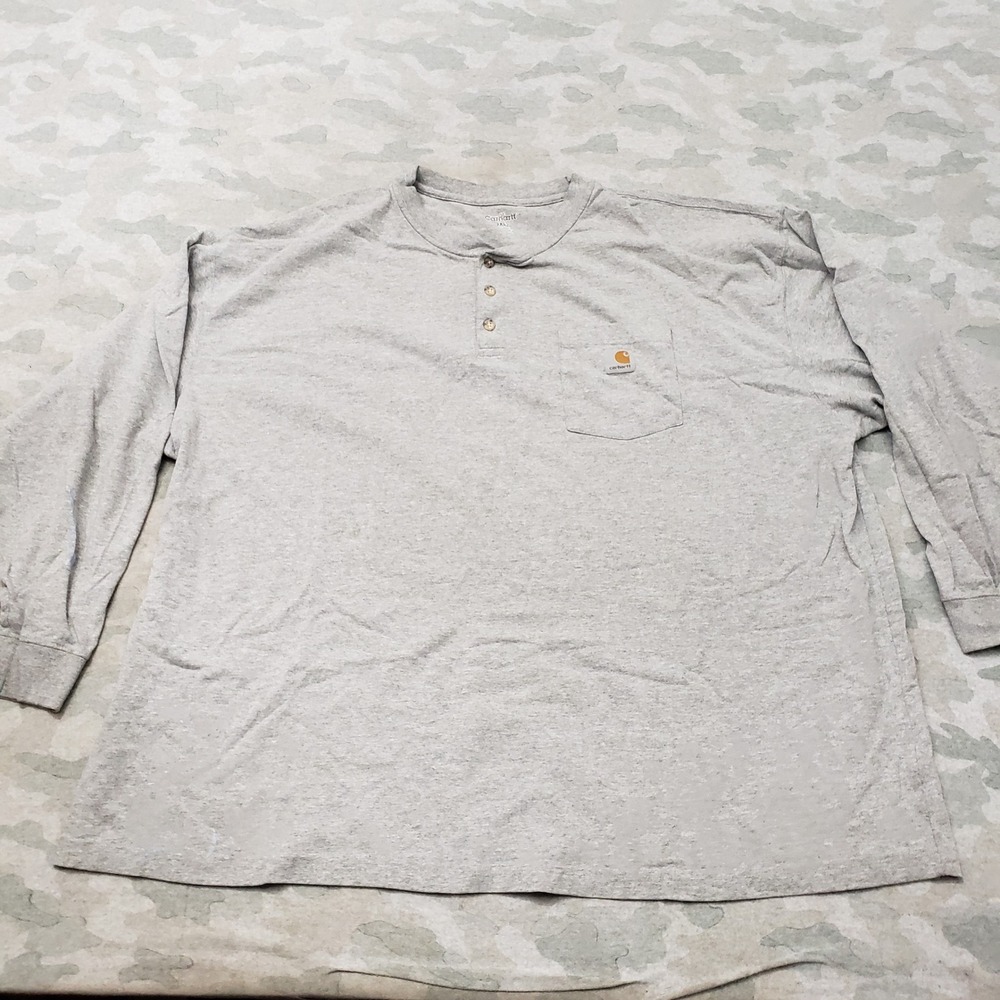 Carhartt Henley Shirt Mens 3XL Gray Pocket Workwear Long Sleeve Outdoors Utility